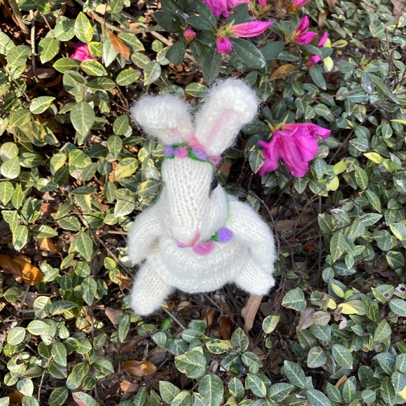 Hand crafted knit and needle felted bunny rabbit unique original handmade - Picture 12 of 16